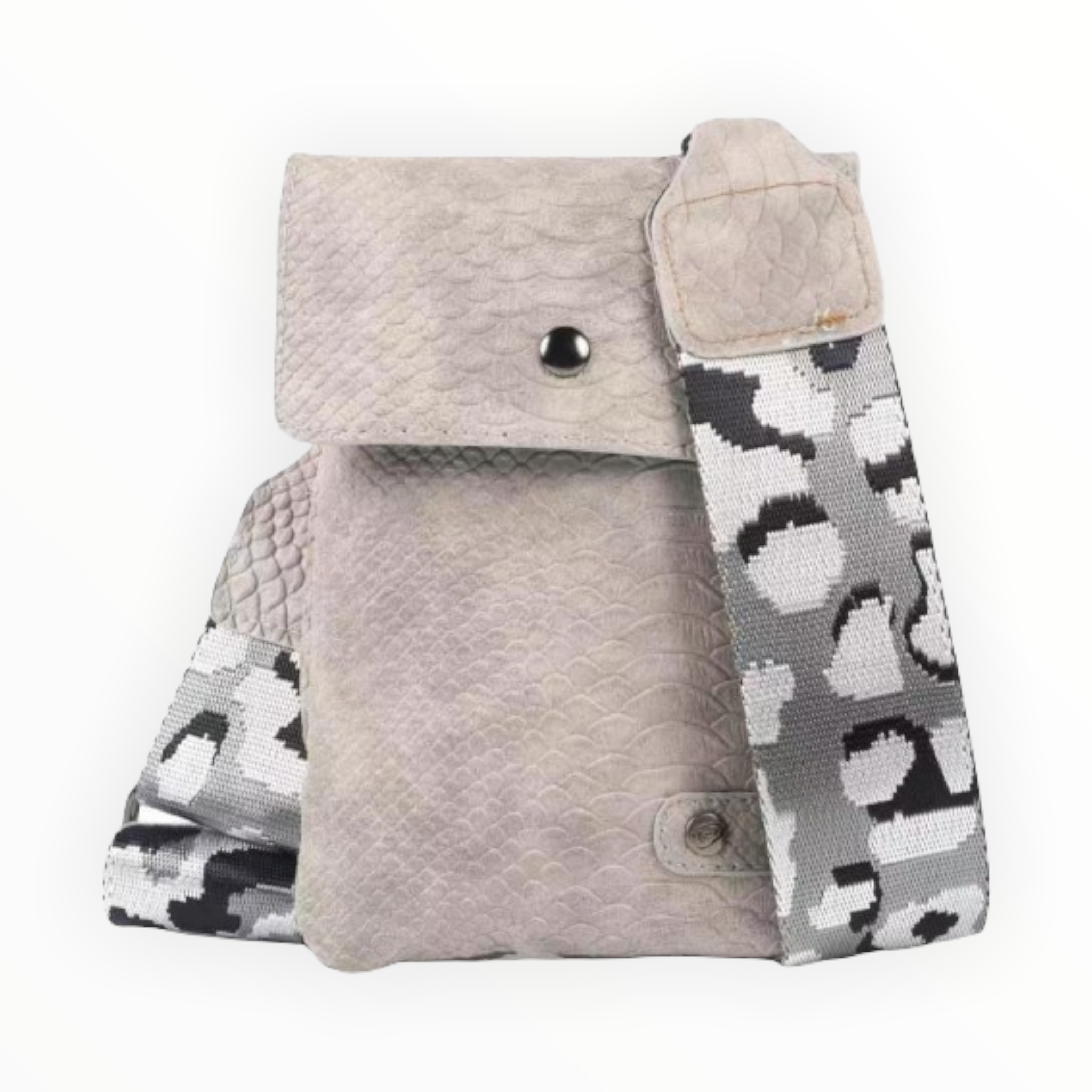 Grijs telefoontasje met geweven band - handtassen