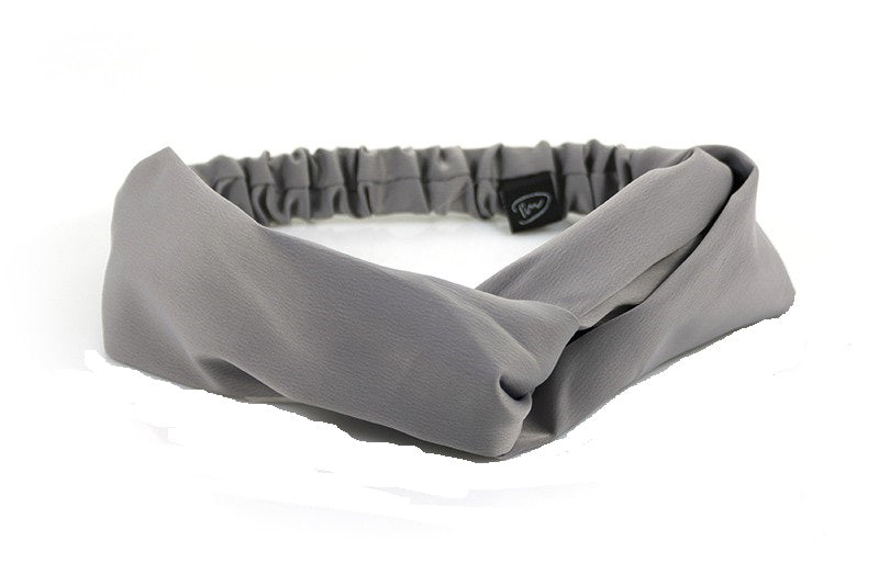 Grijze effen haarband / bandana met elastiek - haarband
