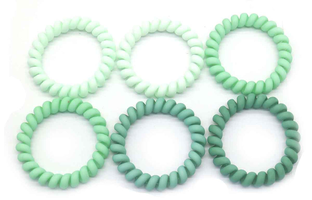 Haarelastiekjes - Spiraal - 6 stuks groen mix