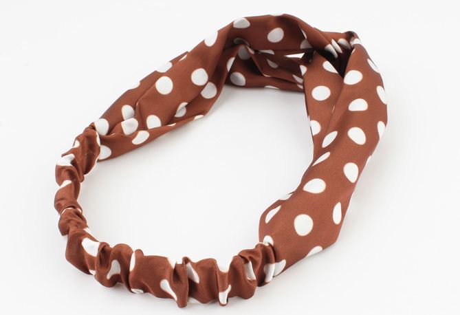Haarband / bandana met elastiek bruin dots - haarband