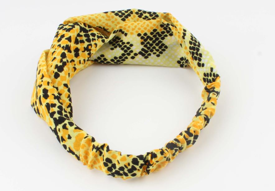 Haarband / bandana met elastiek geel print