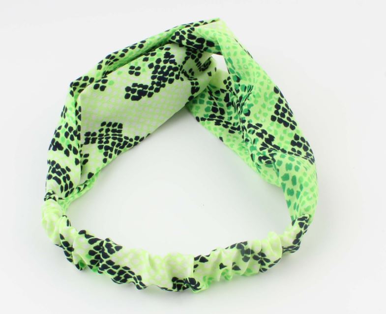 Haarband / bandana met elastiek groen print