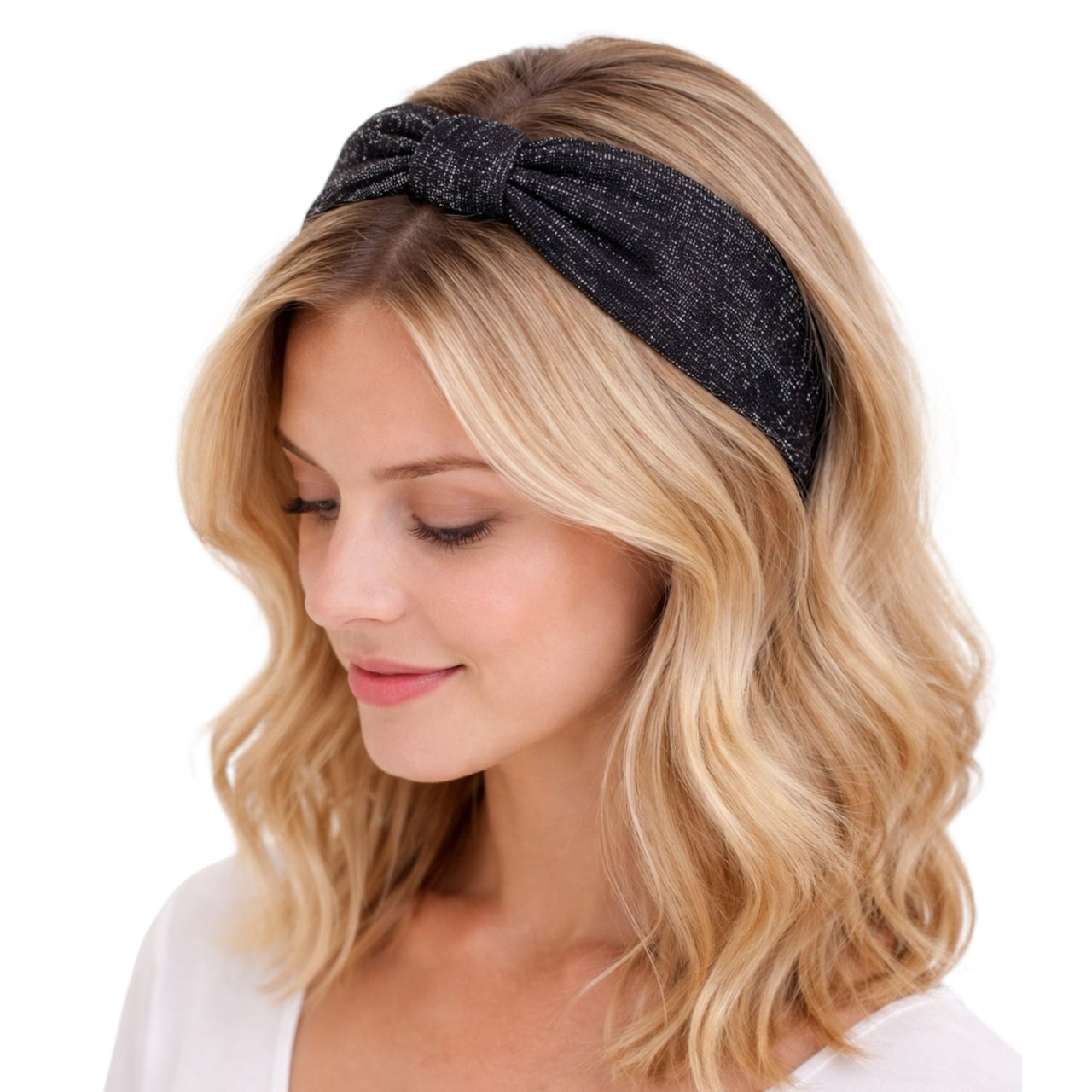 Haarband dames zwart – zachte stoffen met knoop | comfortabel & tijdloos