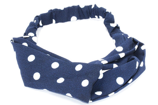 Haarband elastisch met stippen blauw 006a