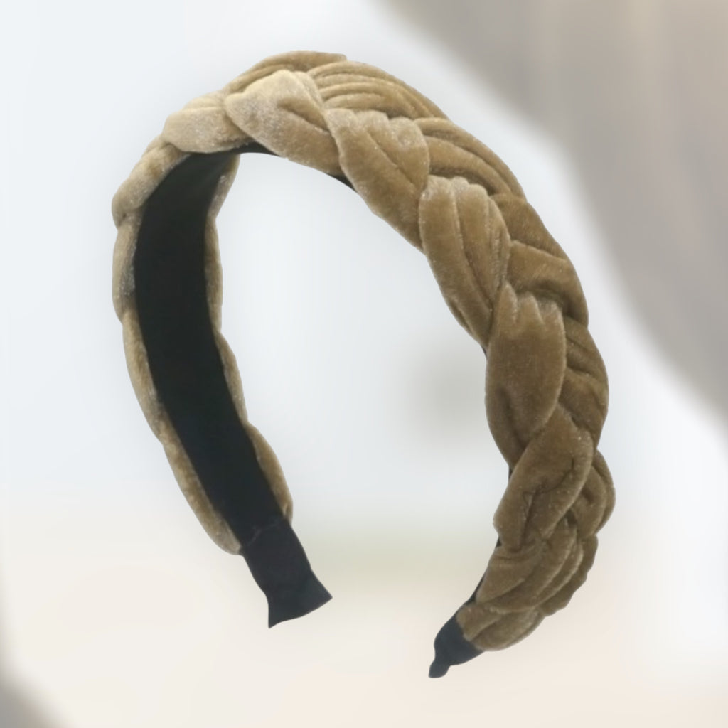 Diadeem fluweel gevlochten haarband bruin