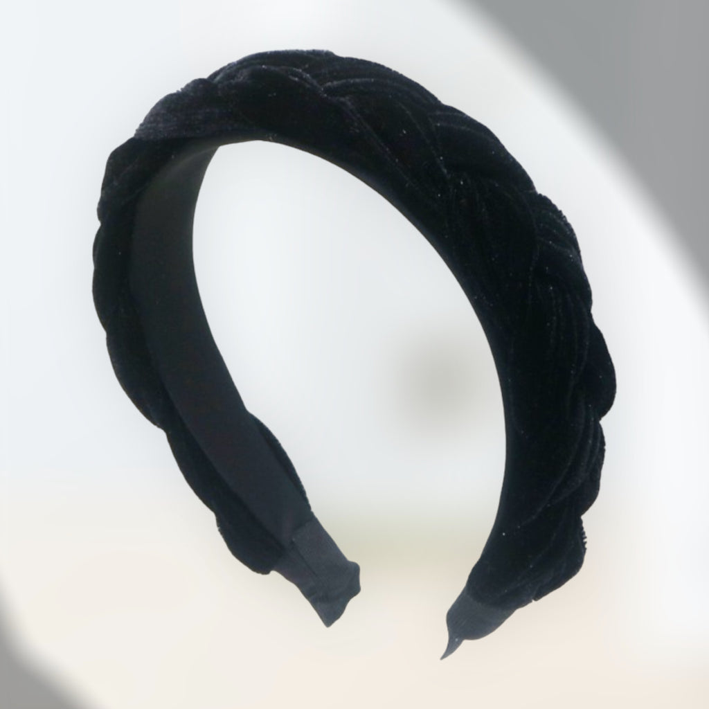 Diadeem fluweel gevlochten haarband zwart