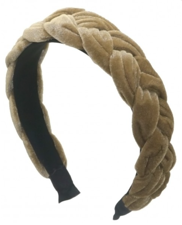 Diadeem fluweel gevlochten haarband bruin