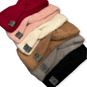 Haarband / oorwarmer fluffy soft touch bordeauxrood