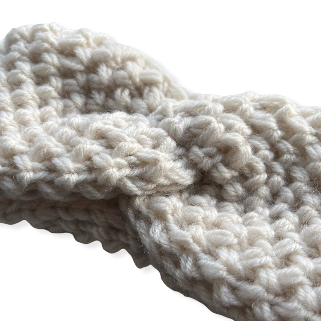 Haarband oorwarmer knots wolwit - haaraccessoire