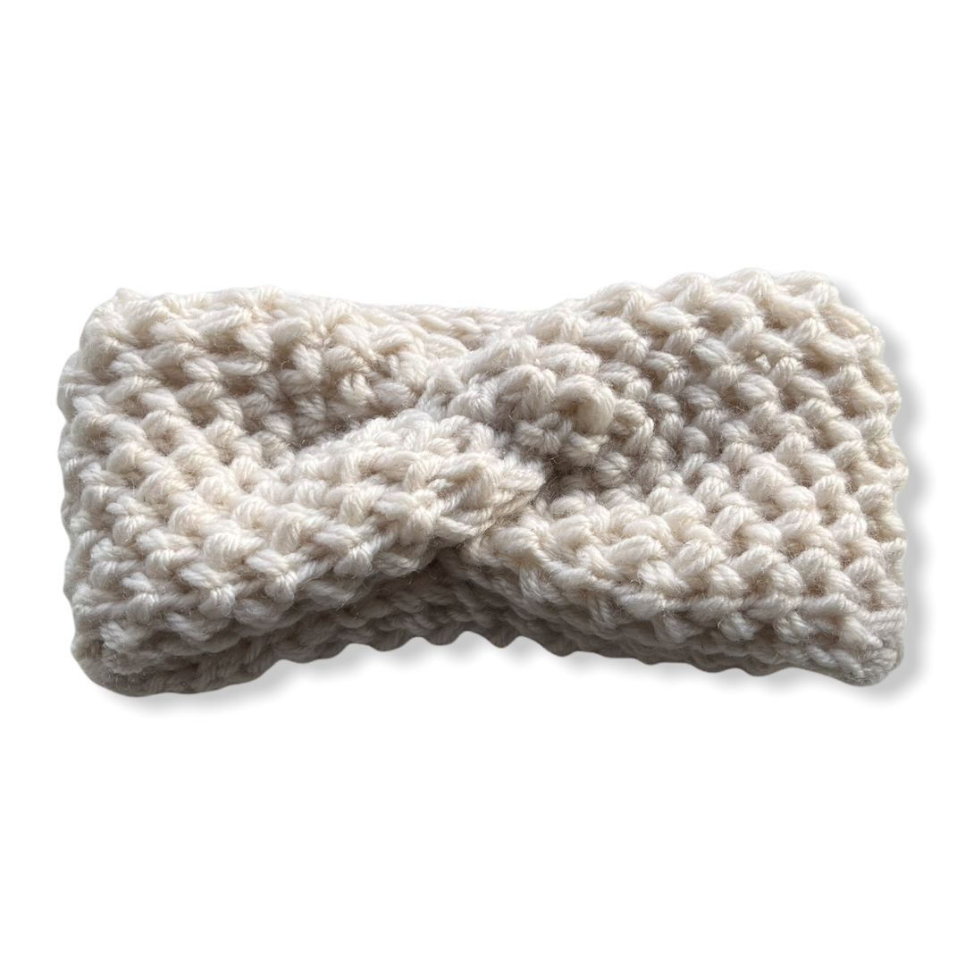 Haarband oorwarmer knots wolwit - haaraccessoire
