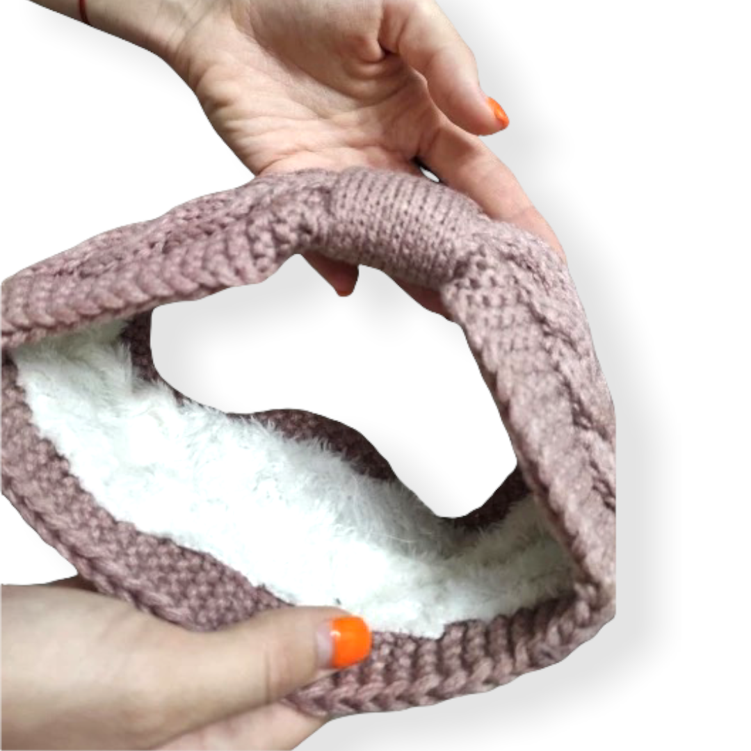 Haarband / oorwarmer winterwarm breisel met fleece voering