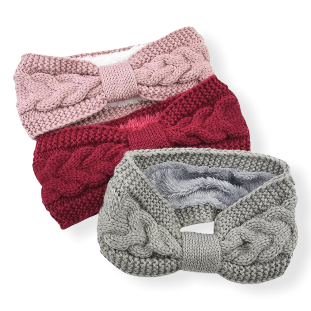 Haarband / oorwarmer winterwarm breisel met fleece voering