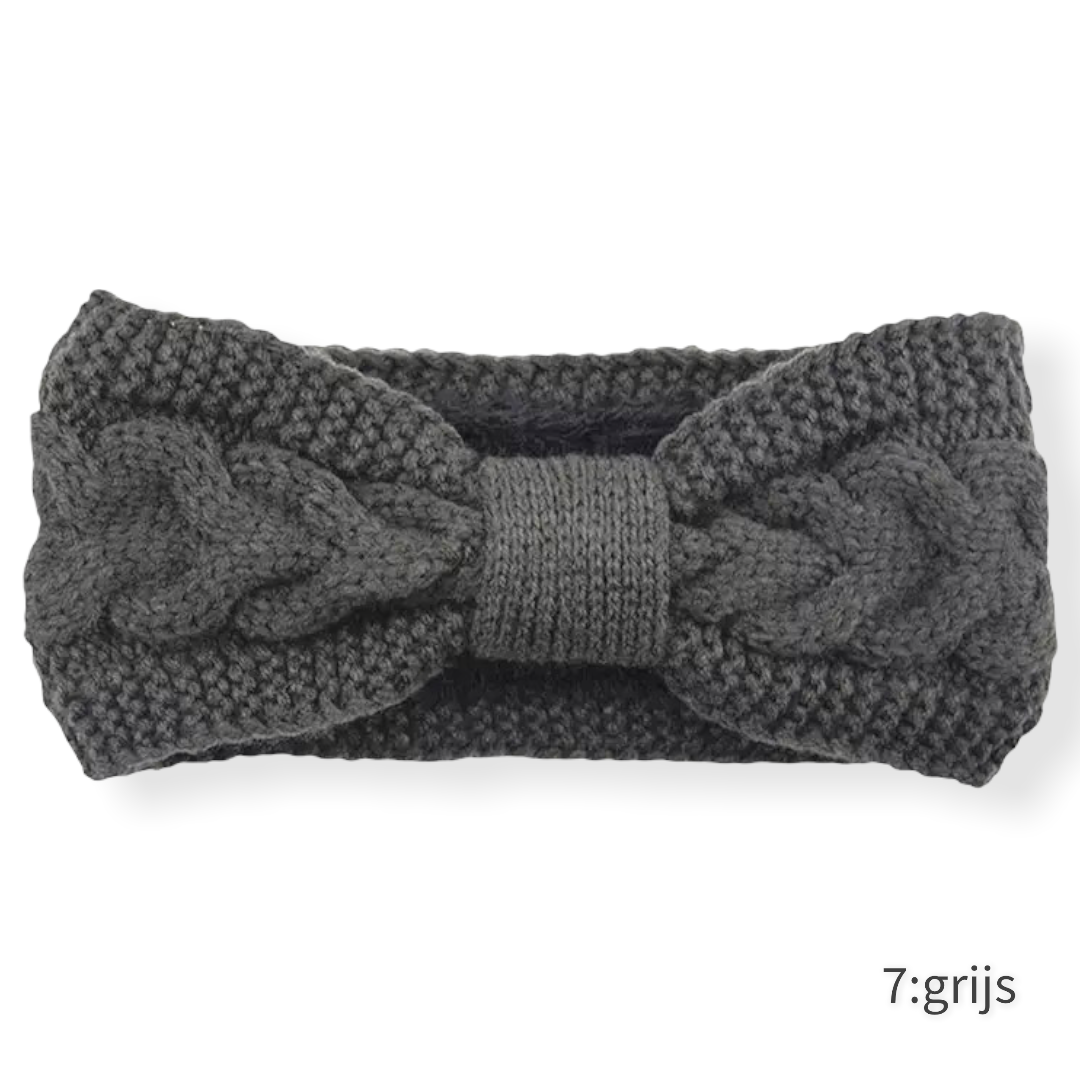 Haarband / oorwarmer winterwarm breisel met fleece voering - antraciet
