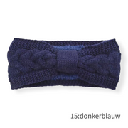 Haarband / oorwarmer winterwarm breisel met fleece voering - donkerblauw