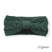 Haarband / oorwarmer winterwarm breisel met fleece voering - groen