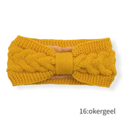 Haarband / oorwarmer winterwarm breisel met fleece voering - okergeel