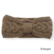 Haarband / oorwarmer winterwarm breisel met fleece voering - taupe