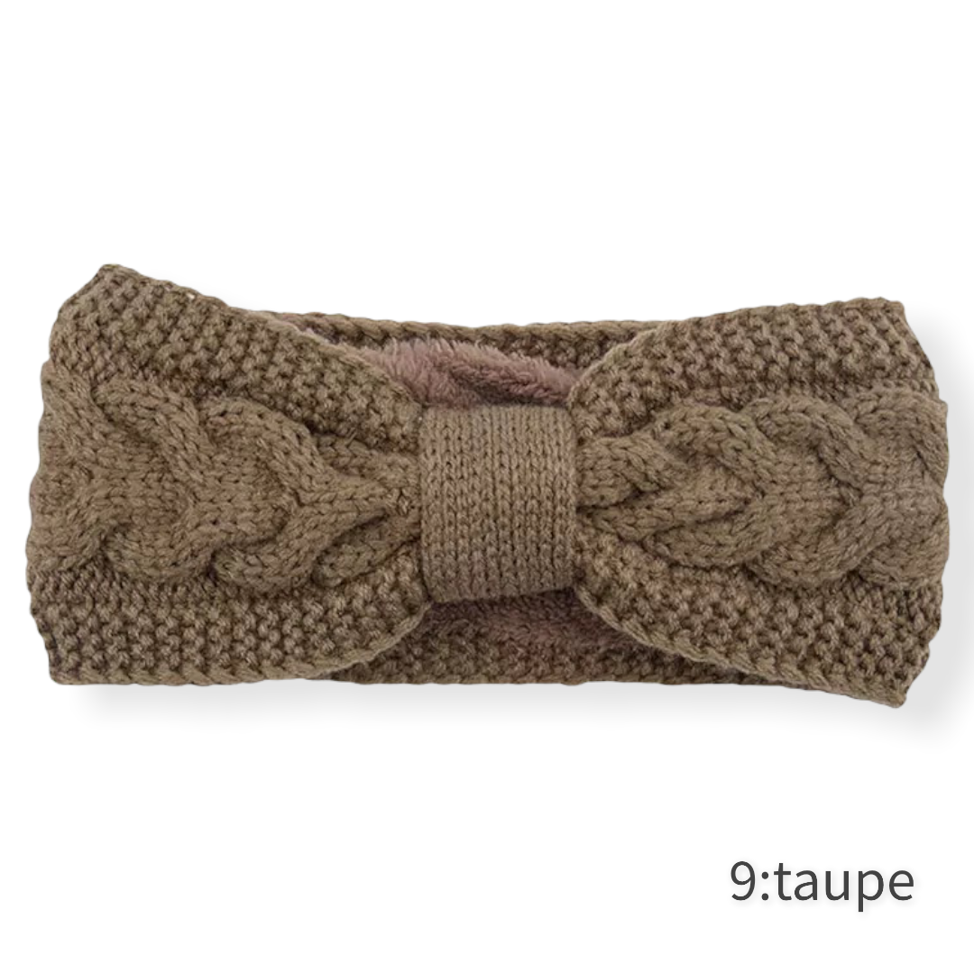 Haarband / oorwarmer winterwarm breisel met fleece voering - taupe