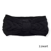 Haarband / oorwarmer winterwarm breisel met fleece voering - zwart