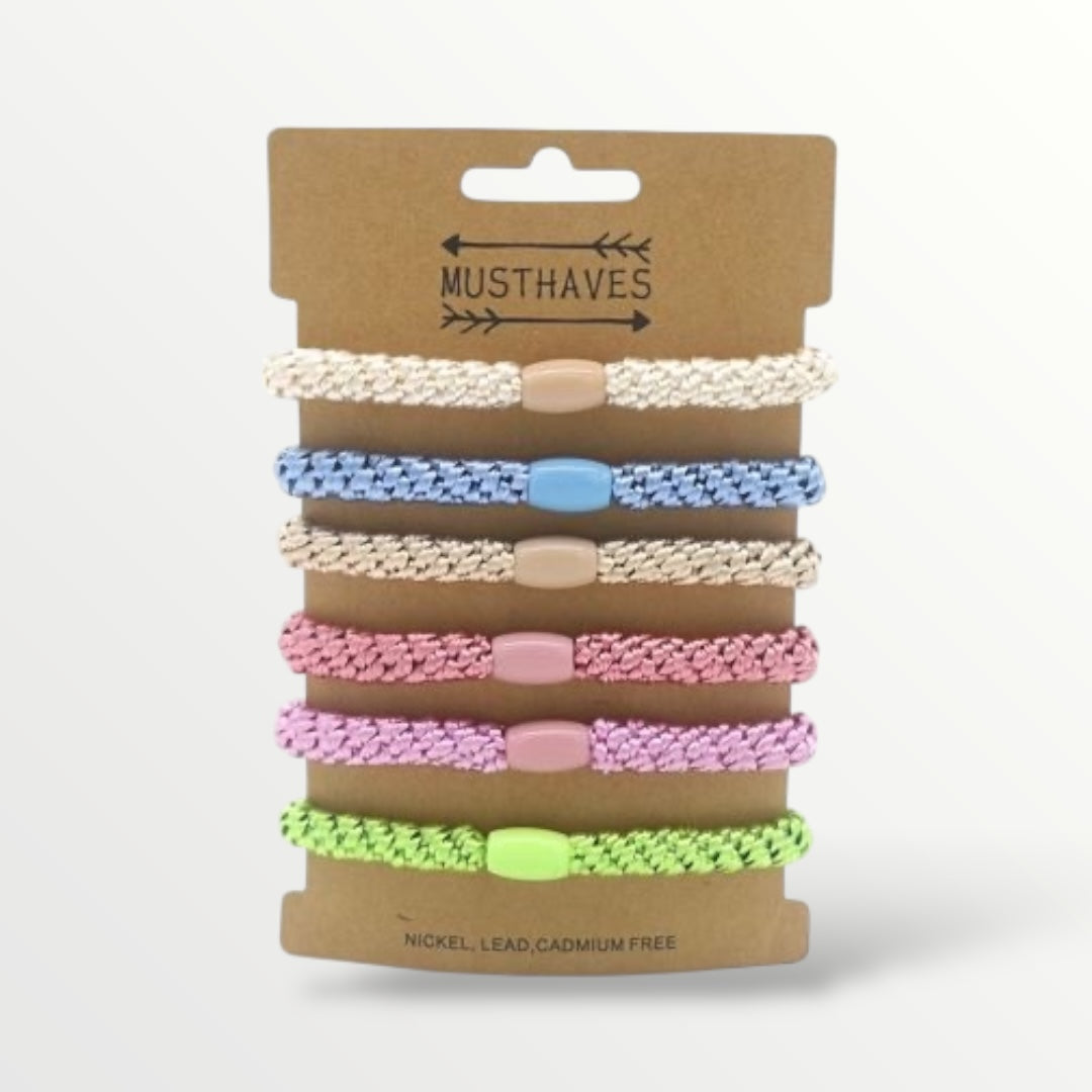 Haarelastiekjes - Armbandjes Knekkie 6 stuks pastel mix