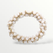 Haarelastiek met glaskraaltjes - ivoor - haarelastieken