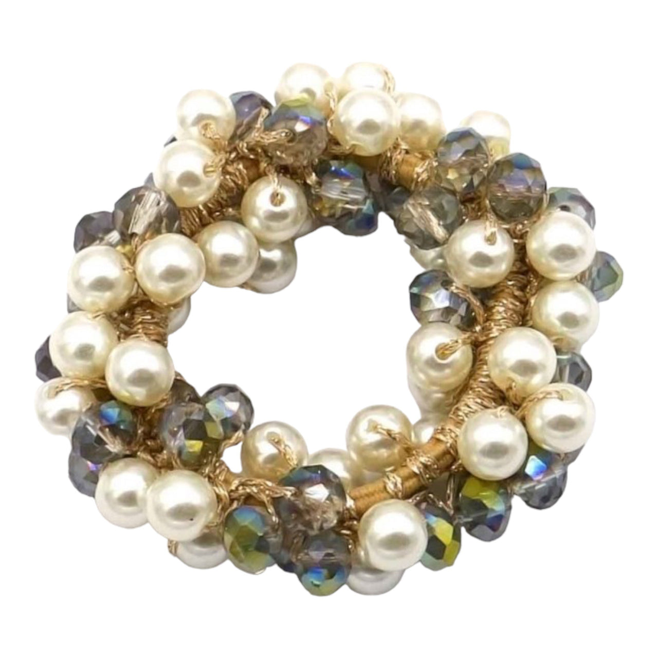 Haarelastiek met mini-parel kraaltjes - haaraccessoire