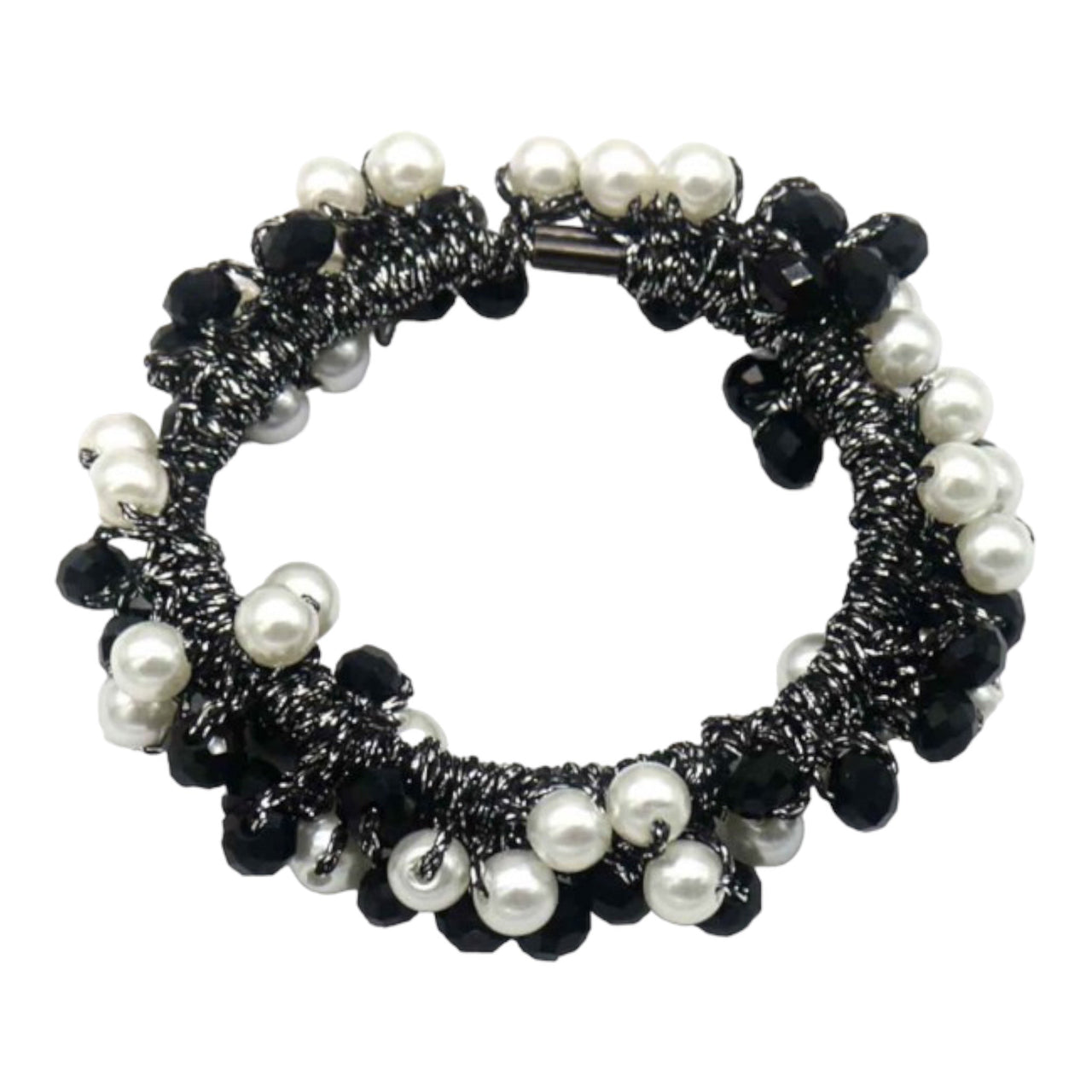 Haarelastiek met mini-parel kraaltjes - haaraccessoire