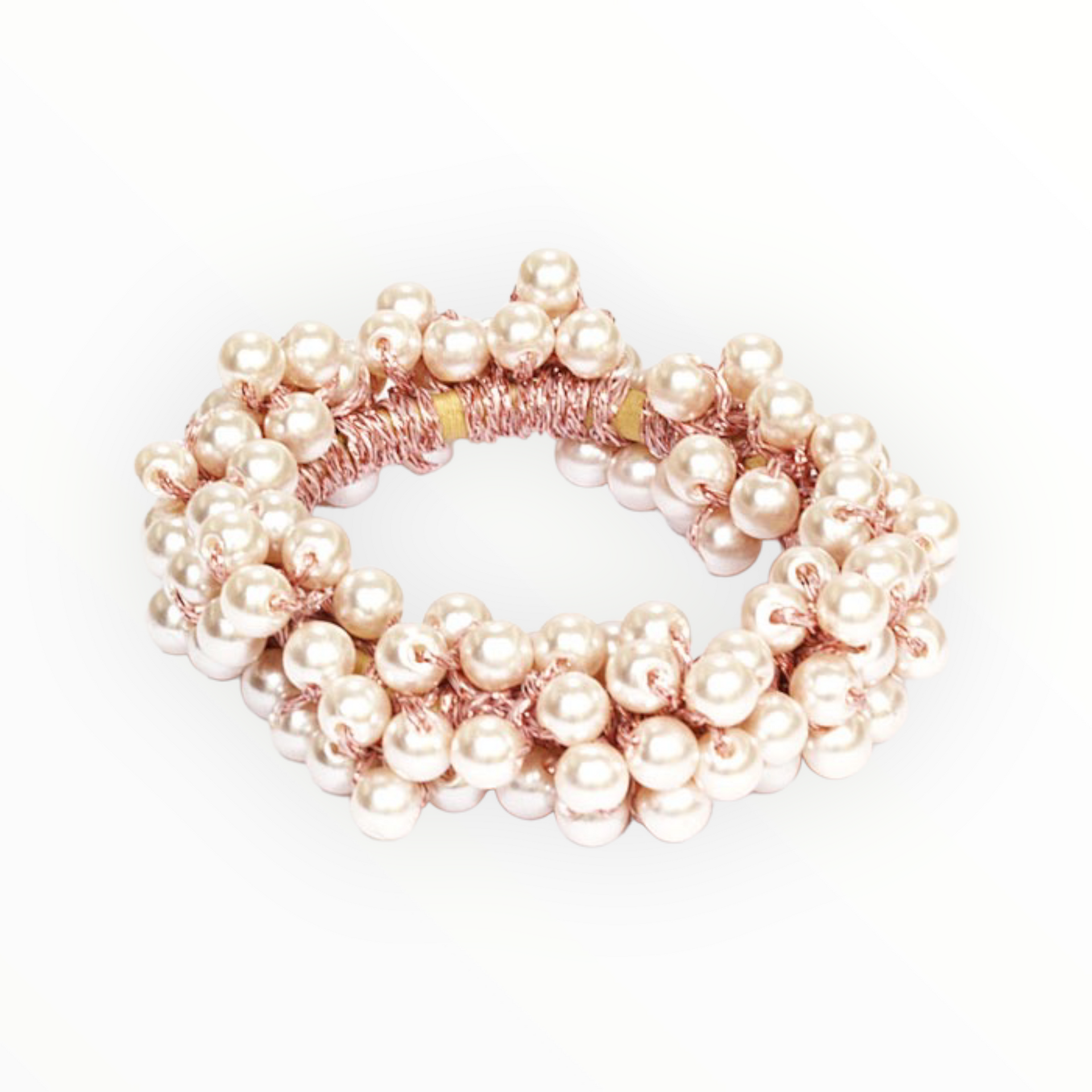 Haarelastiek met mooie kraaltjes - champagne-rosé - haarelastieken