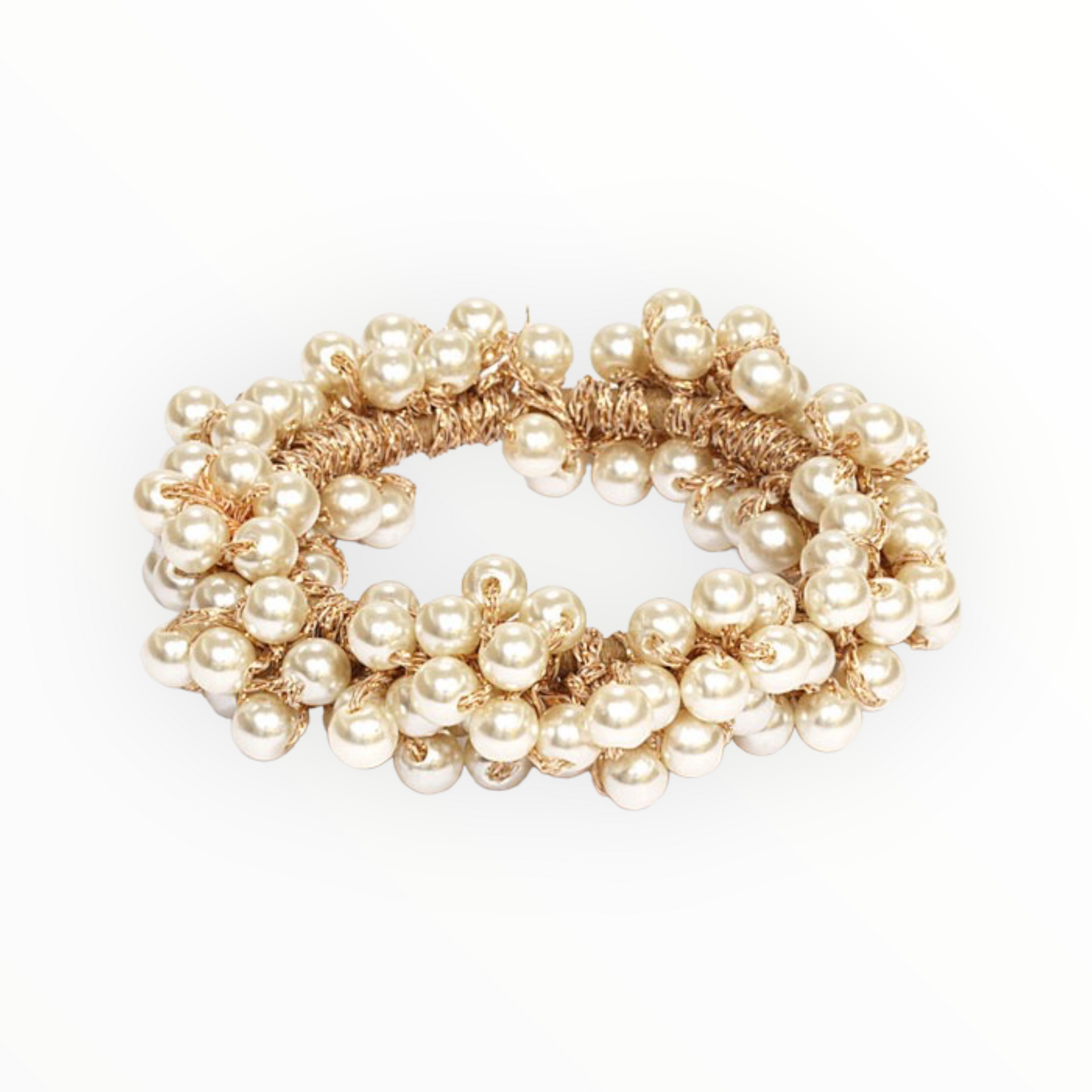 Haarelastiek met mooie kraaltjes - ivoor - haarelastieken