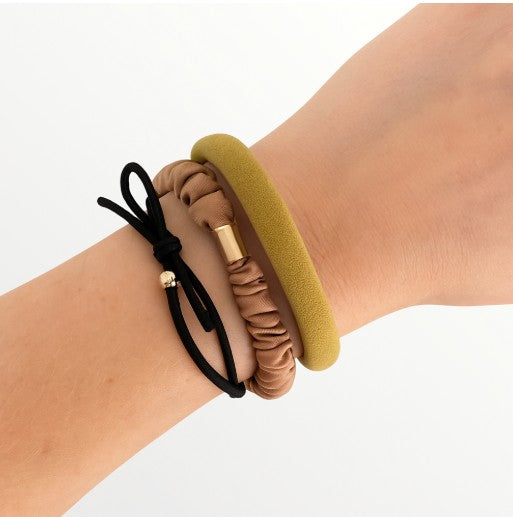 Haarelastiek set – mix van zwart & bruin | 4 stuks - haarelastieken