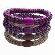 Haarelastiekjes - armbandjes knekkie 4 stuks roze lila beige mix - haaraccessoire