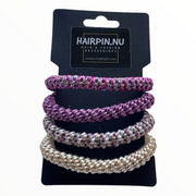 Haarelastiekjes - armbandjes knekkie 4 stuks roze lila beige mix - haaraccessoire