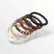 Haarelastiekjes - armbandjes knekkie 6 stuks zwart bruin beige mix - haaraccessoire