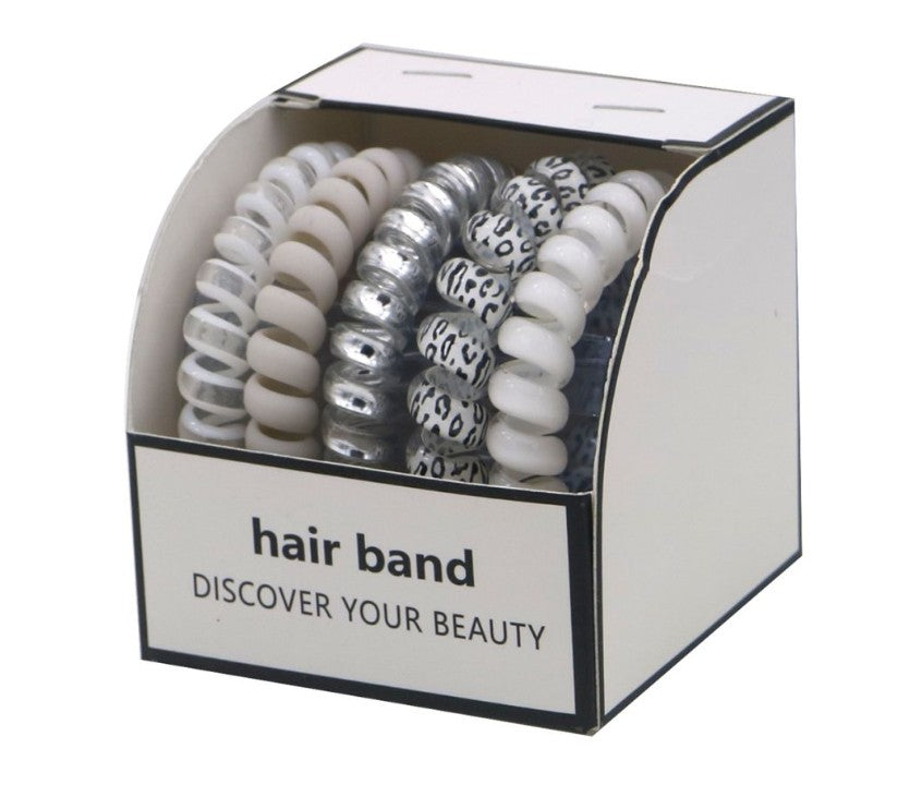 Haarelastiekjes - spiraal - 5 stuks grijs mix - haarelastieken