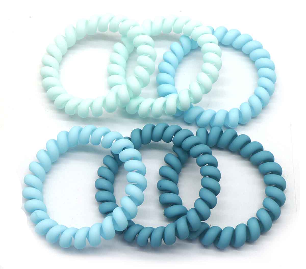 Haarelastiekjes - spiraal - 6 stuks blauw mix