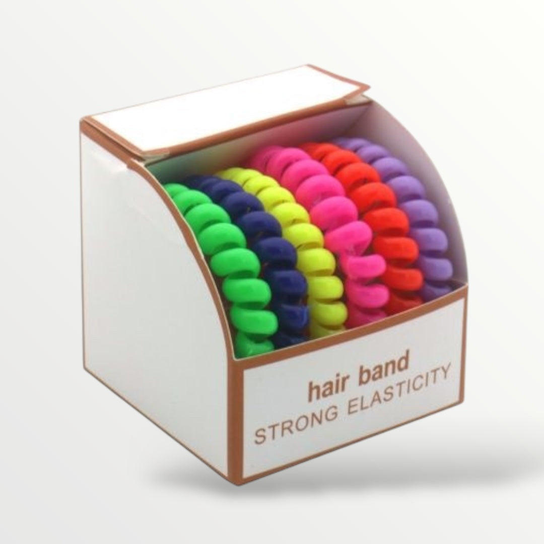 Haarelastiekjes - spiraal - 6 stuks fluor - haarelastieken