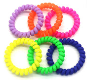 Haarelastiekjes - spiraal - 6 stuks fluor mix