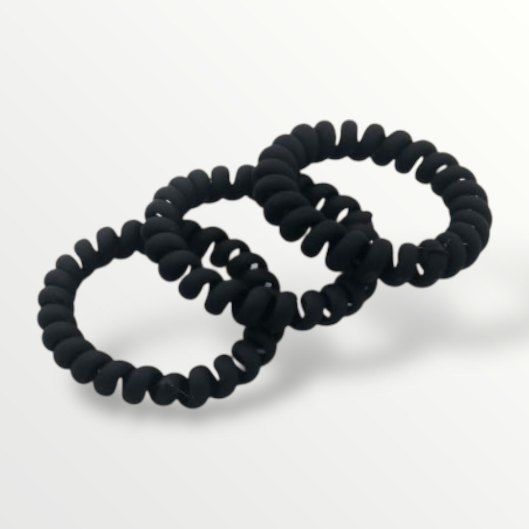 Haarelastiekjes - spiraal - 6 stuks zwart - haarelastieken