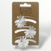 Haarklem flower set 3 stuks - zilver - haarklemmen en -clips