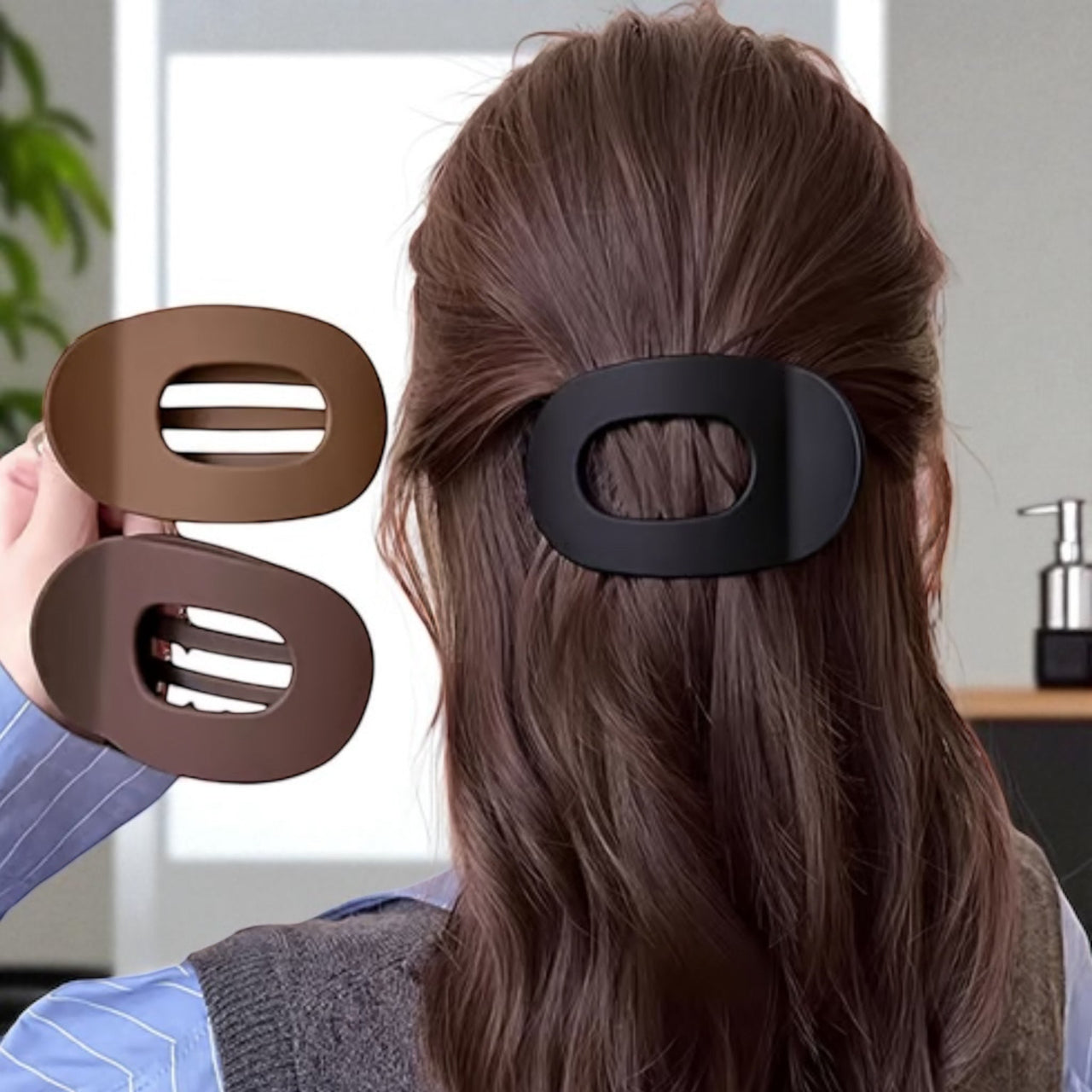 Haarklem plat set 4 stuks naturel-bruin - haarklemmen en -clips