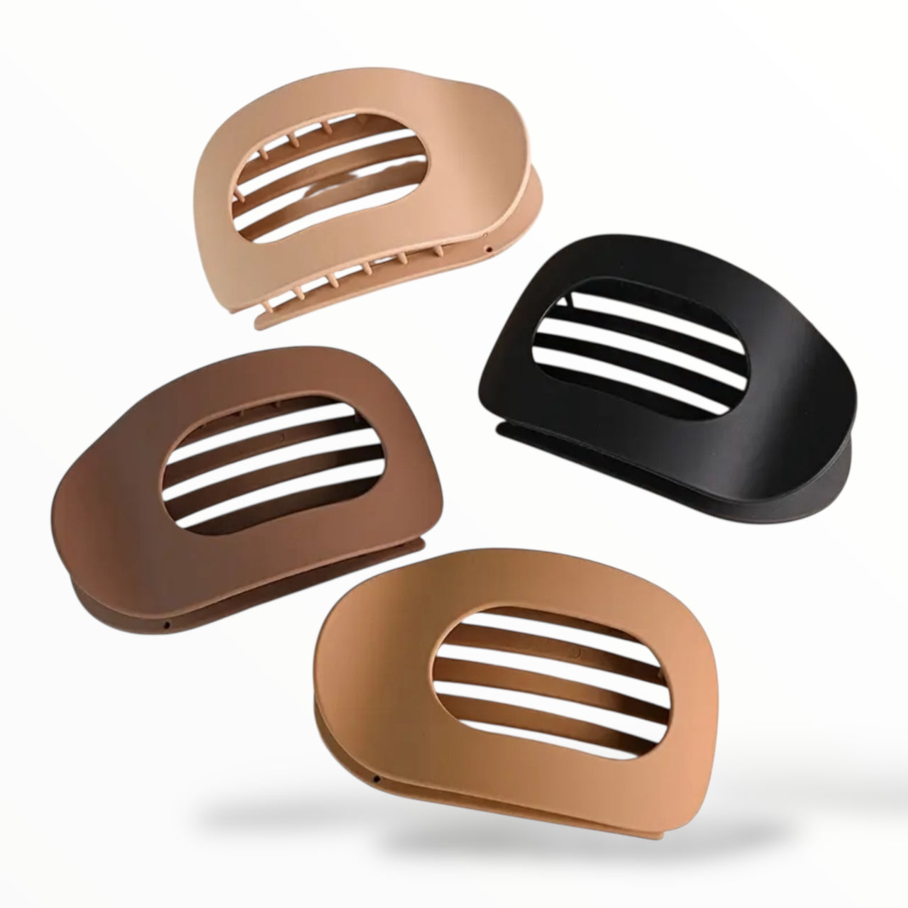 Haarklem plat set 4 stuks Naturel-bruin