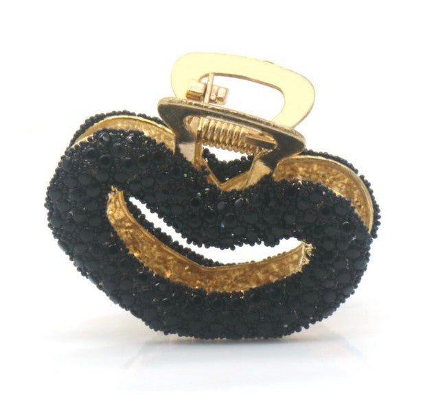 Haarklem Hart Goud Strass zwart – Elegante Metalen Haarklem voor Dames | Sterke Haarclip