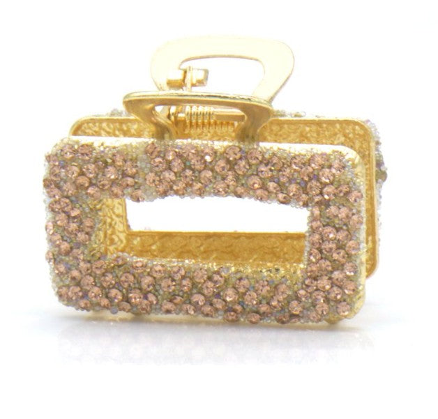 Haarklem Claw Goud Strass champagne – Elegante Metalen Haarklem voor Dames | Sterke Haarclip
