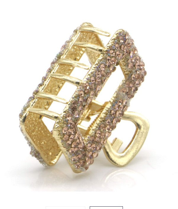 Haarklem Claw Goud Strass champagne – Elegante Metalen Haarklem voor Dames | Sterke Haarclip
