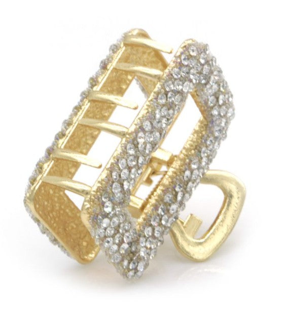 Haarklem Claw Goud Strass zilver – Elegante Metalen Haarklem voor Dames | Sterke Haarclip