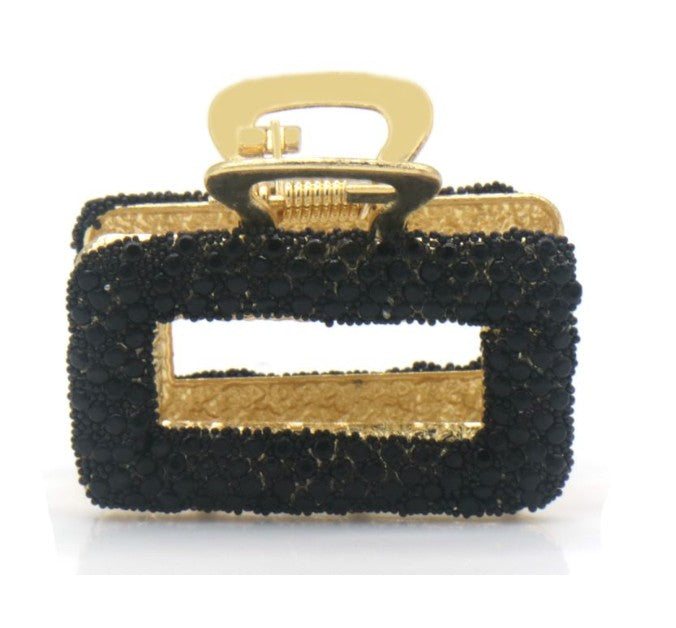 Haarklem Claw Goud Strass zwart – Elegante Metalen Haarklem voor Dames | Sterke Haarclip