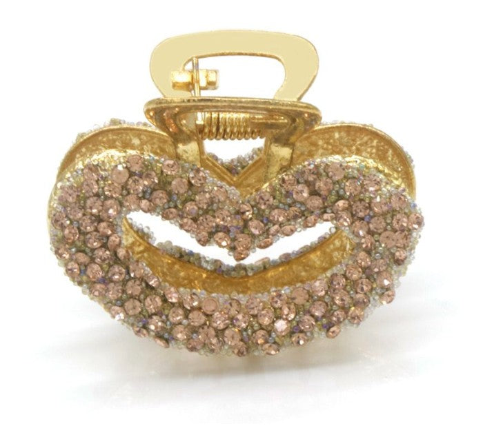 Haarklem Hart Goud Strass champagne – Elegante Metalen Haarklem voor Dames | Sterke Haarclip