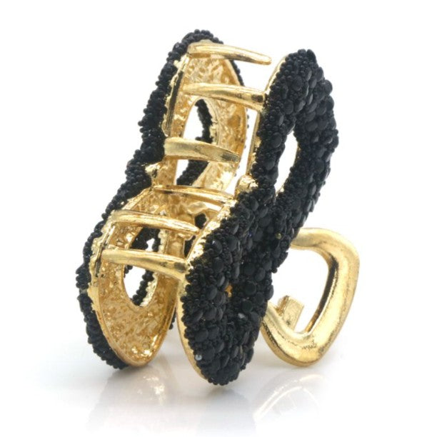 Haarklem Infinity Goud Strass zwart – Elegante Metalen Haarklem voor Dames | Sterke Haarclip