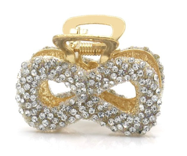 Haarklem Infinity Goud Strass zilver – Elegante Metalen Haarklem voor Dames | Sterke Haarclip