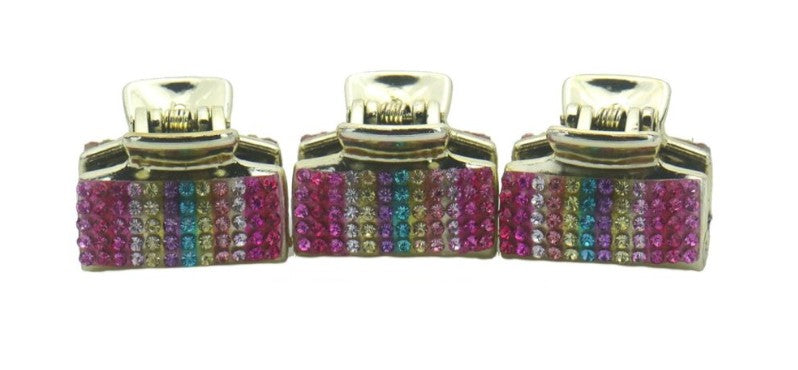 Haarklemmetjes multicolor strass set 3 stuks